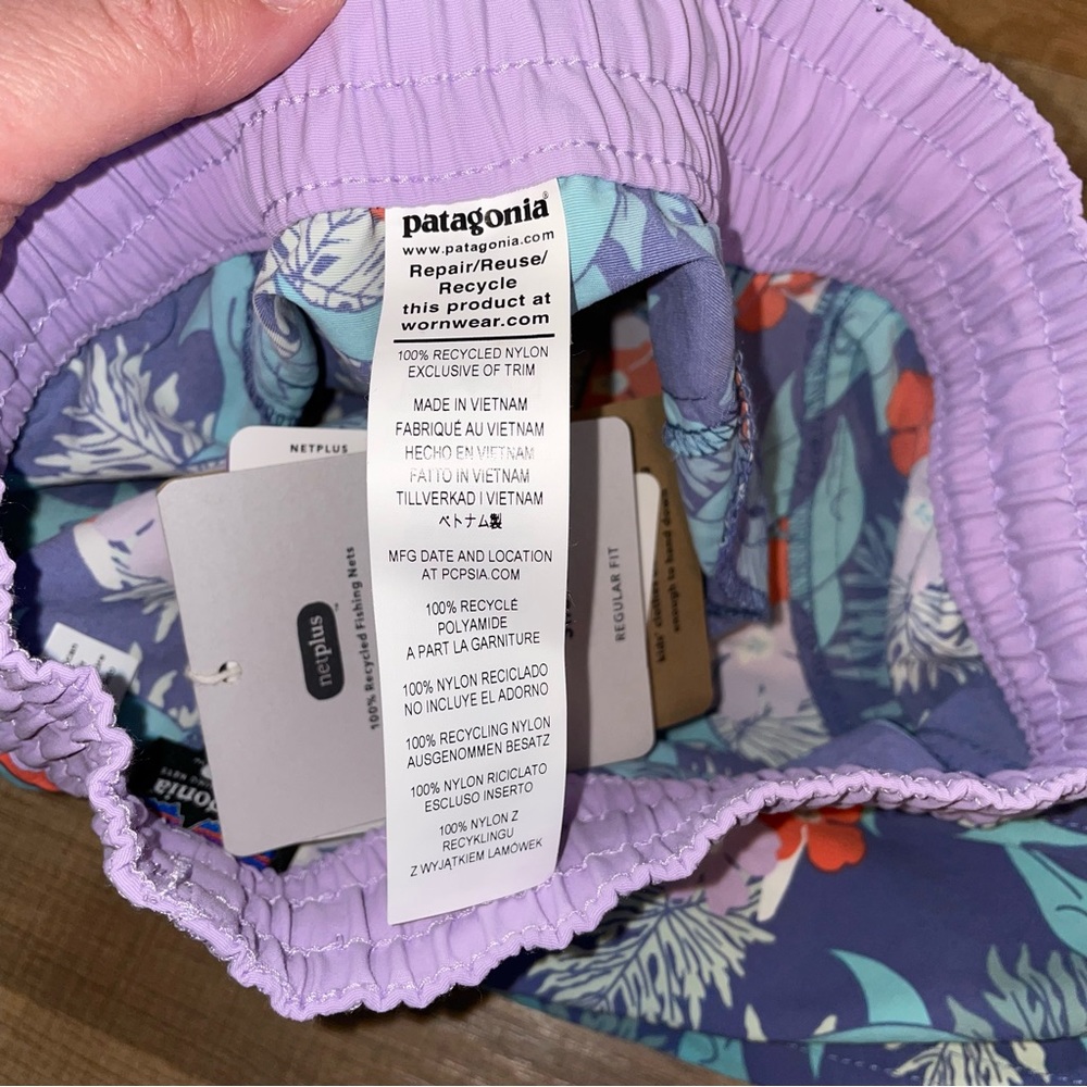 NWT Patagonia Girls Costa Rica Baggies Shorts Heart the Sea - Picture 6 of 9